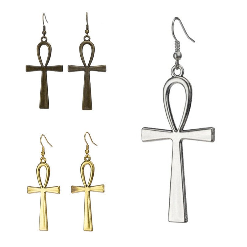 Ankh Large Statement Art Deco Earrings - In Control Clothing