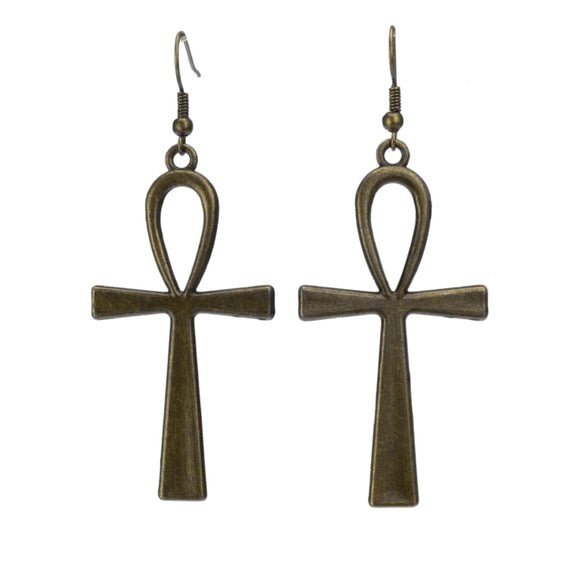 Ankh Large Statement Art Deco Earrings - In Control Clothing