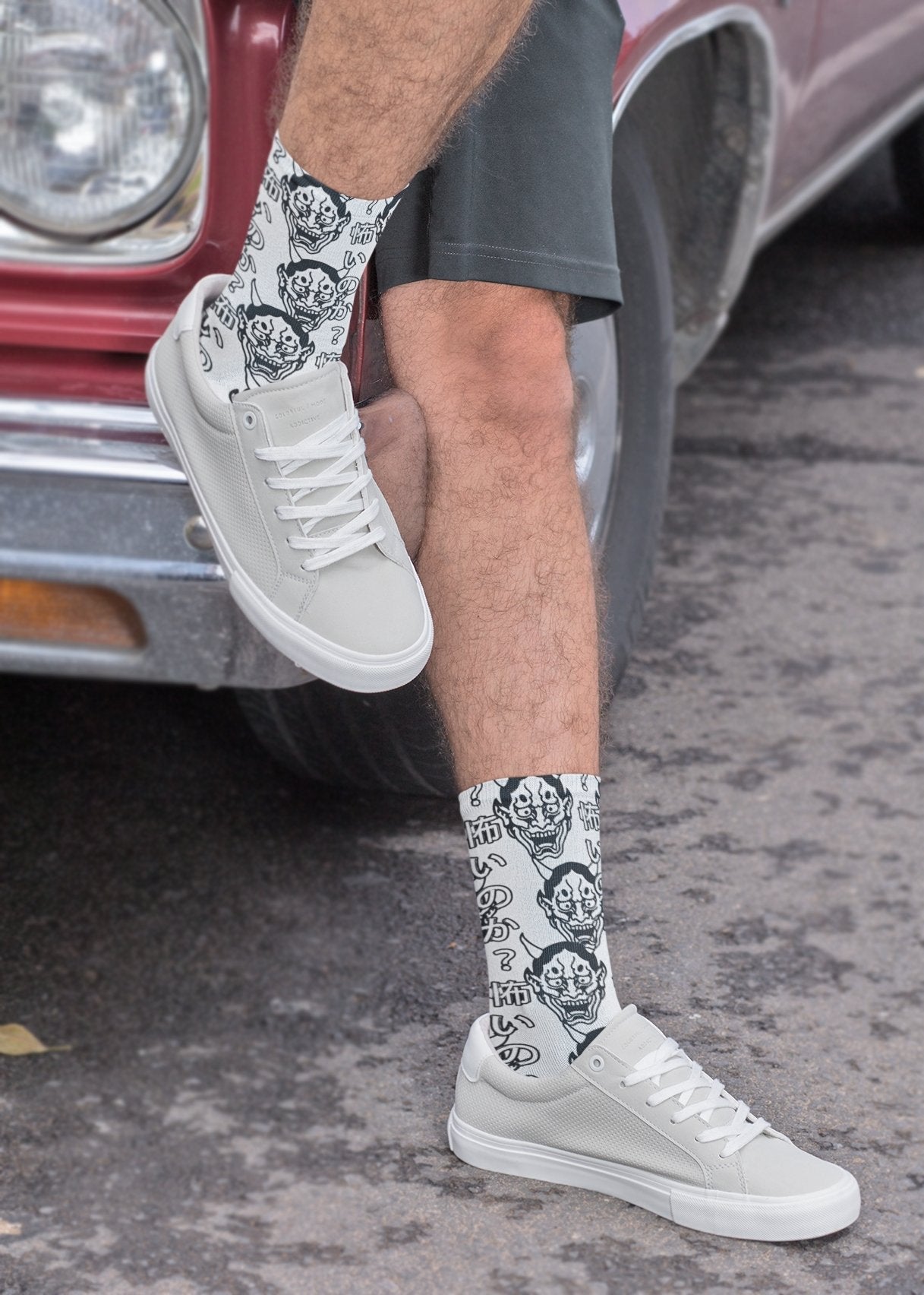Are You Afraid Hannya Crew Socks - In Control Clothing