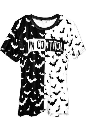 B & W  Split Bat Pattern T-Shirt