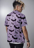 Bat Pattern Short Sleeve Button Up Shirt - In Control Clothing