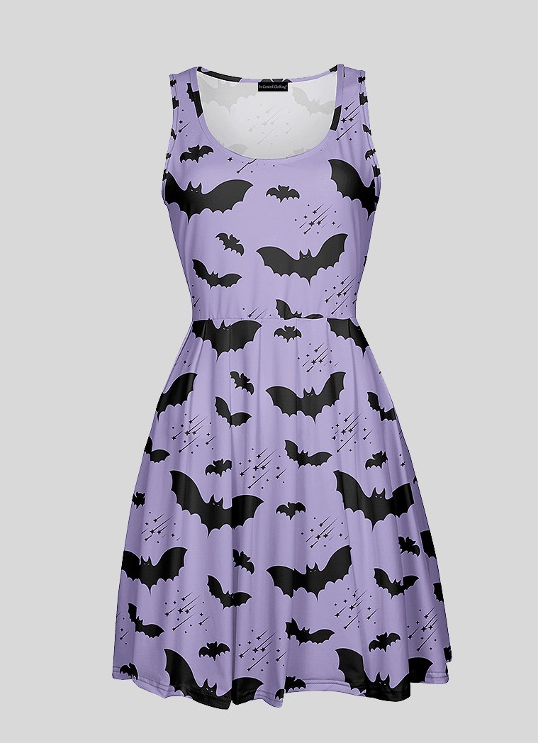 Bat Pattern Skater Dress - In Control Clothing