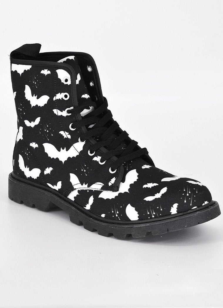 Bat Pattern Women's Combat Boots - In Control Clothing