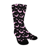 Black And Pink Pastel Goth Bat Men's Crew Socks - In Control Clothing