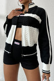 Black And White Color Block Raglan Sleeve Knit Cardigan - In Control Clothing
