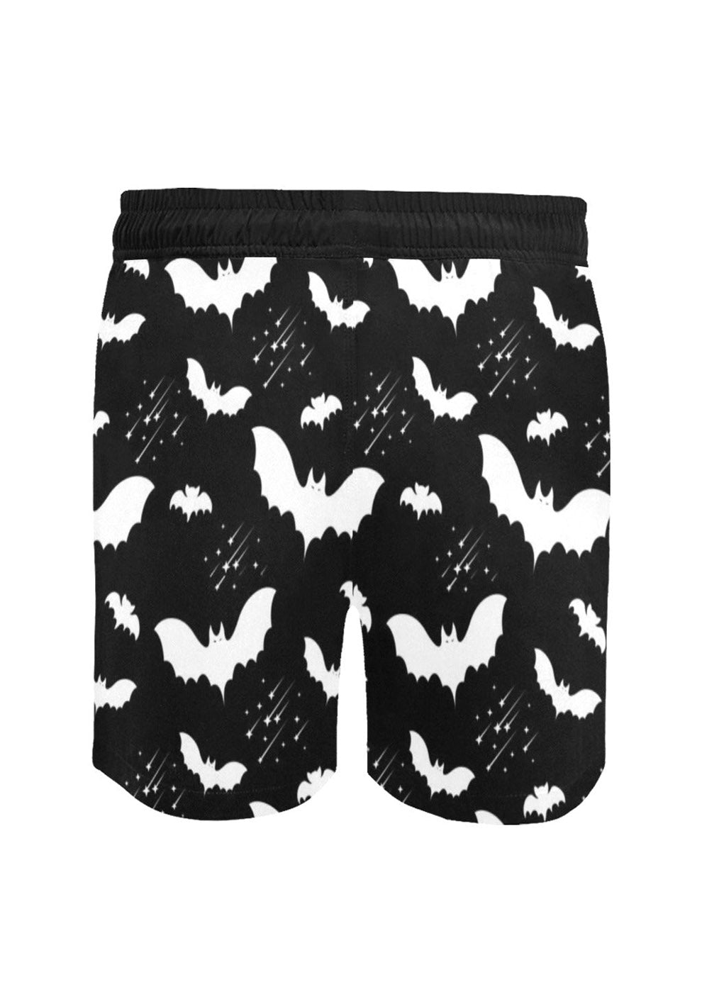 Black Bat Pattern Mens Mid Length Swim Trunks - In Control Clothing
