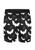 Black Bat Pattern Mens Mid Length Swim Trunks - In Control Clothing