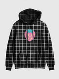 Black Grid Strawberry Kawaii Hoodie - In Control Clothing