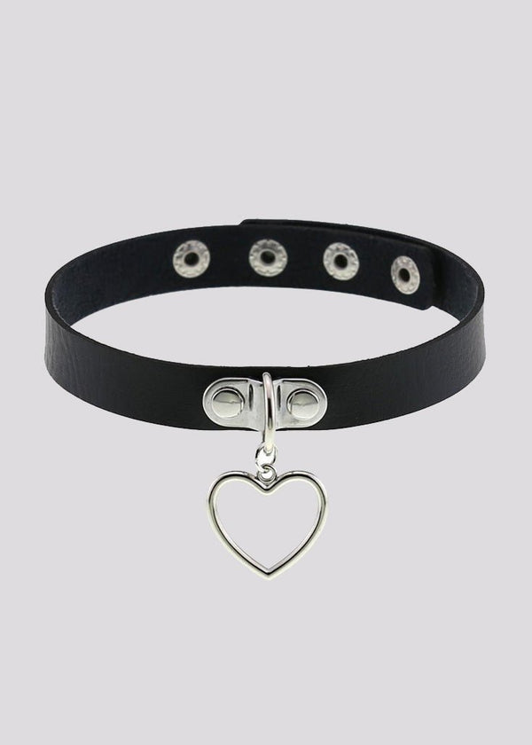 Black Heart Charm Choker Necklace