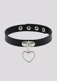 Black Heart Charm Choker Necklace - In Control Clothing