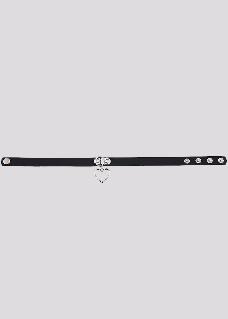 Black Heart Charm Choker Necklace - In Control Clothing