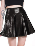 Black High Waist A-line Flare Skirt - In Control Clothing