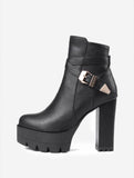 Black Platform Ankle Boots, Platform Heels - In Control Clothing