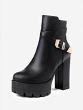 Black Platform Ankle Boots, Platform Heels - In Control Clothing