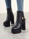 Black Platform Ankle Boots, Platform Heels - In Control Clothing