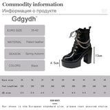 Black Platform High Heel Chain Boots - In Control Clothing