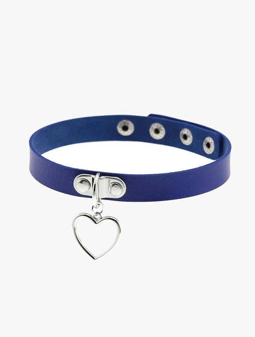 Blue Heart Pendant Choker Necklace