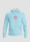 Blue Strawberry Grid Graphic Hoodie - In Control Clothing