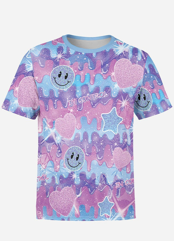 Cartoon Melting Graphic Print T-Shirt