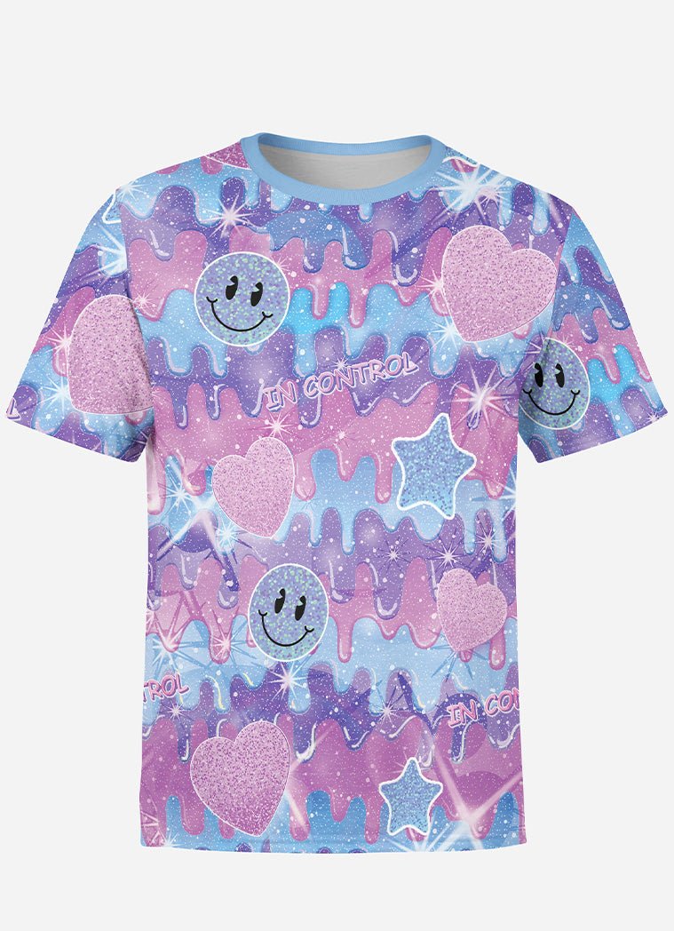 Cartoon Melting Graphic Print T-Shirt - In Control Clothing