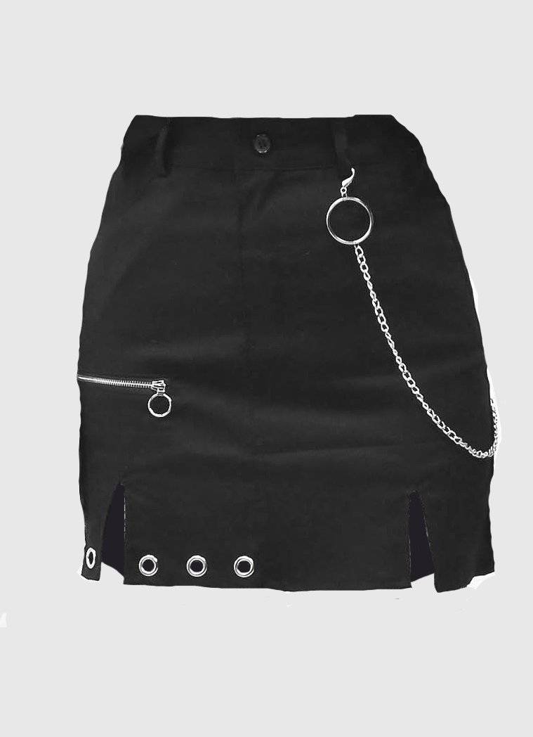Chain Hoop Detail Mini Skirt - In Control Clothing