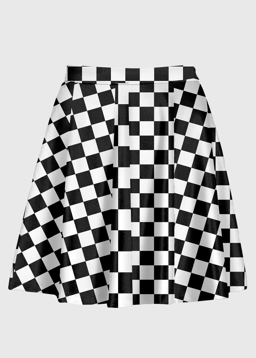 Checkered Print High Waist Skirt - In Control Clothing