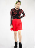 Cherry Red Pleated Skirt - In Control Clothing