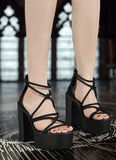 Chunky Heeled Ankle Strap Sandals - In Control Clothing