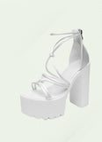 Chunky Heeled Ankle Strap Sandals - In Control Clothing