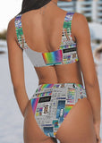Computer Glitch Top & High-Waisted Bikini Swimsuit - In Control Clothing