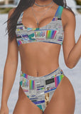 Computer Glitch Top & High-Waisted Bikini Swimsuit - In Control Clothing