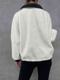 Contrast Drawstring Collared Neck Jacket - In Control Clothing