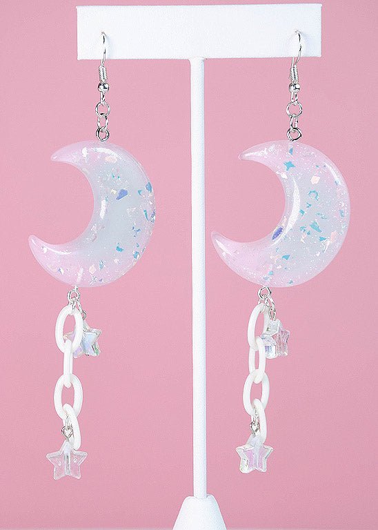Cotton Candy Galaxy Moon Earrings - In Control Clothing