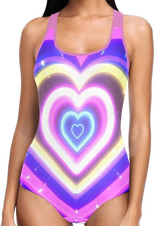 Cyber Heart One Piece Swimsuit - In Control Clothing