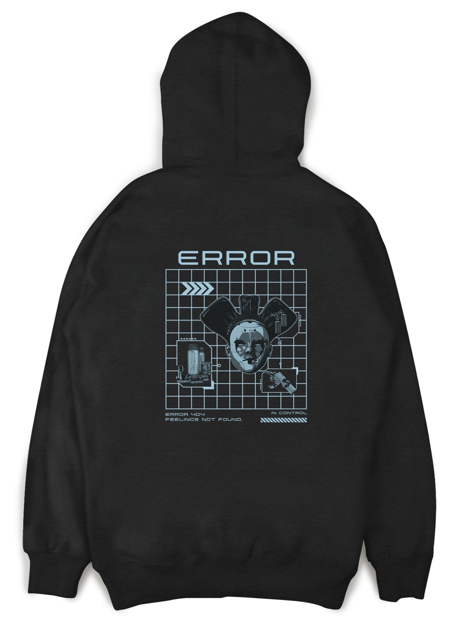 Cyberpunk Error Code Black Hoodie - In Control Clothing