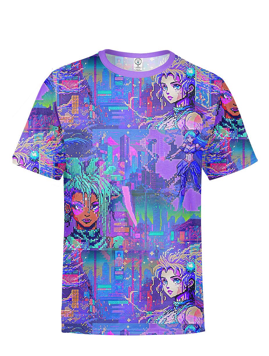 Cyberpunk Pixel World All Over Printed T-Shirt - In Control Clothing