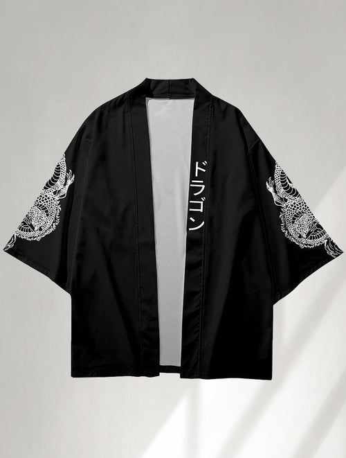Dragon Print Causal Kimono