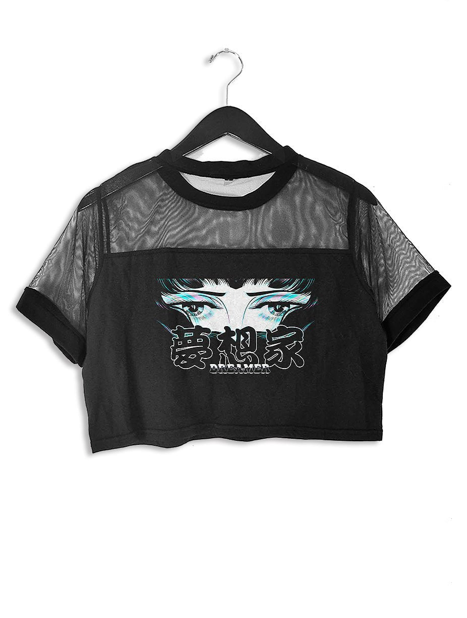 Dreamer Black Mesh Crop Top - In Control Clothing