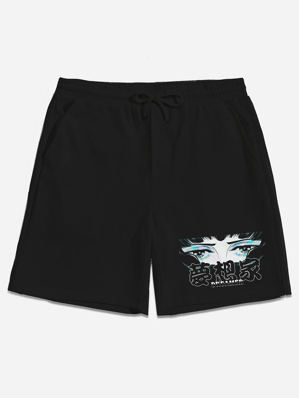 Anime Dreamer Black Mid-Length Shorts