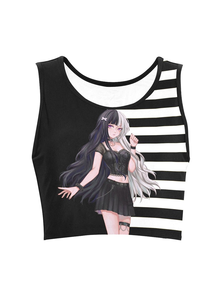 Emo Anime Two Tone Crop Top - In Control Clothing