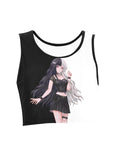 Emo Anime Two Tone Crop Top - In Control Clothing