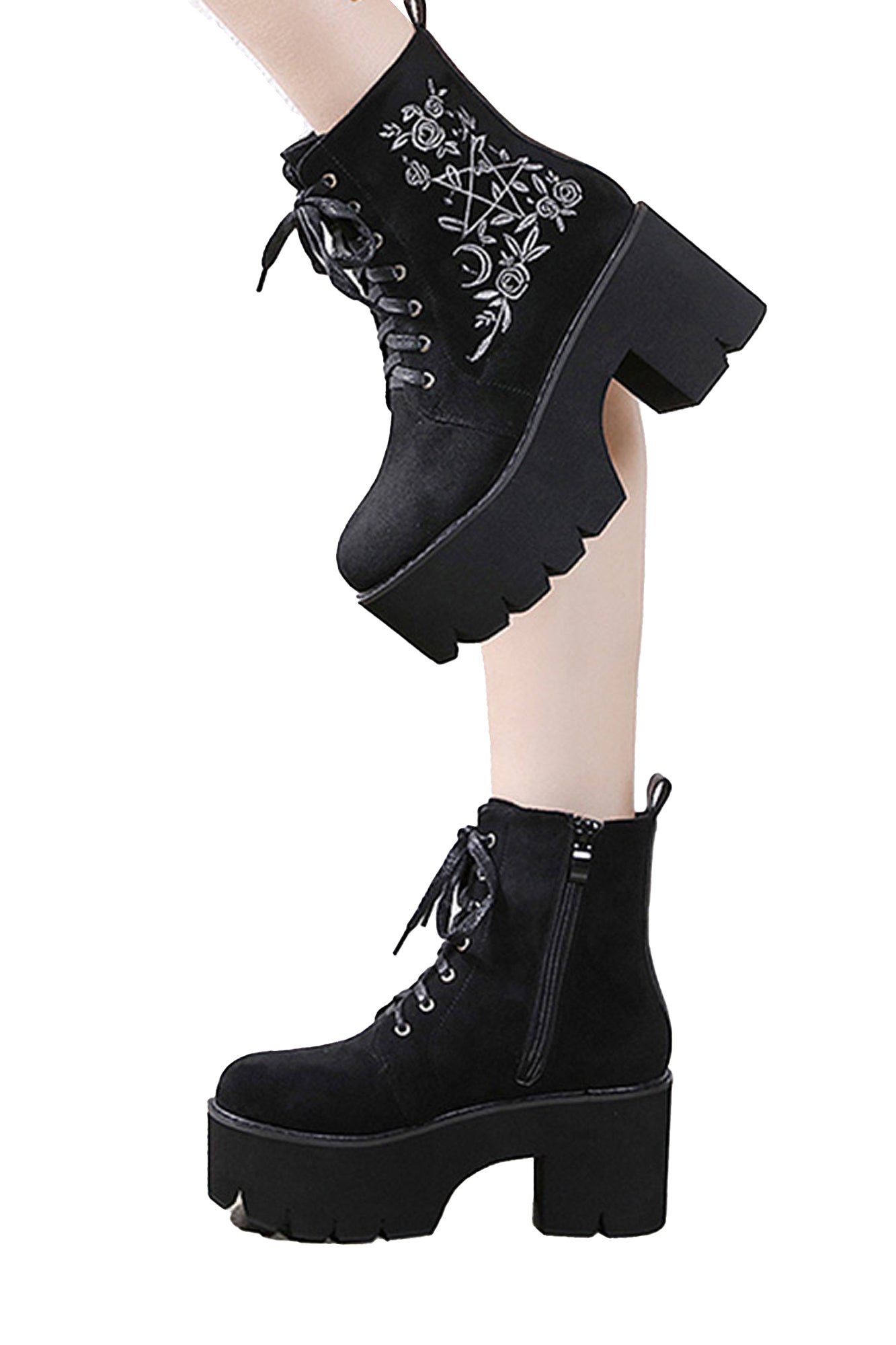 Enchanted Night Chunky Heel Platform Boots - In Control Clothing