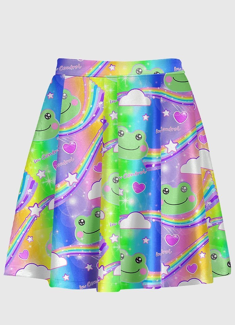 Frog Kidcore Flare Skirt - In Control Clothing