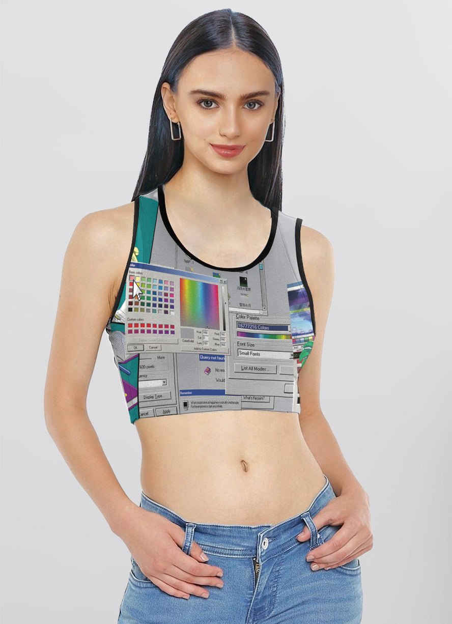 Glitchcore Computer Screen Crop Top - In Control Clothing