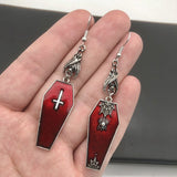 Goth Cross Vampire Coffin Earrings - In Control Clothing