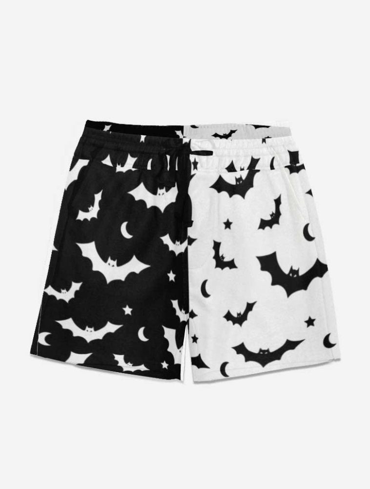 Goth Men's Bat Contrast 5 Inch Shorts - In Control Clothing