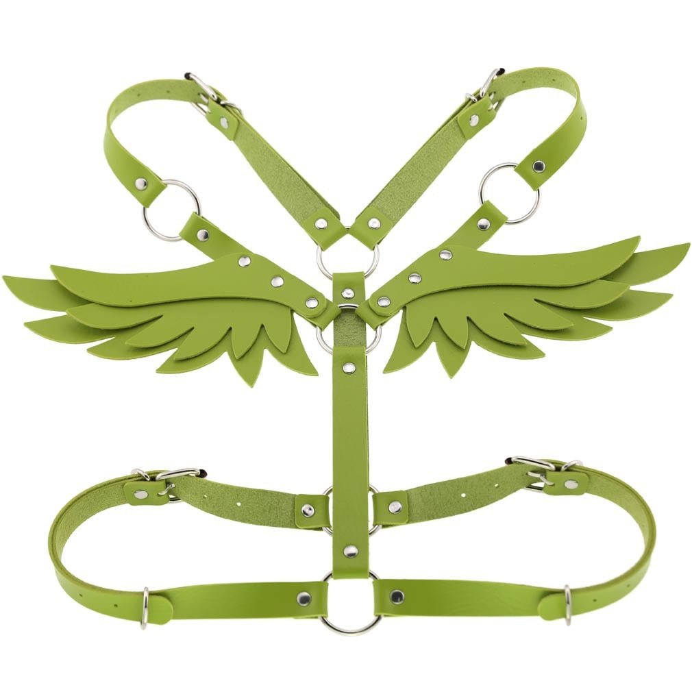 Green Fairycore Forrest Wings Body Harness - In Control Clothing