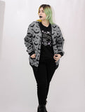 Grey Bat Pattern Cardigan Sweater - In Control Clothing