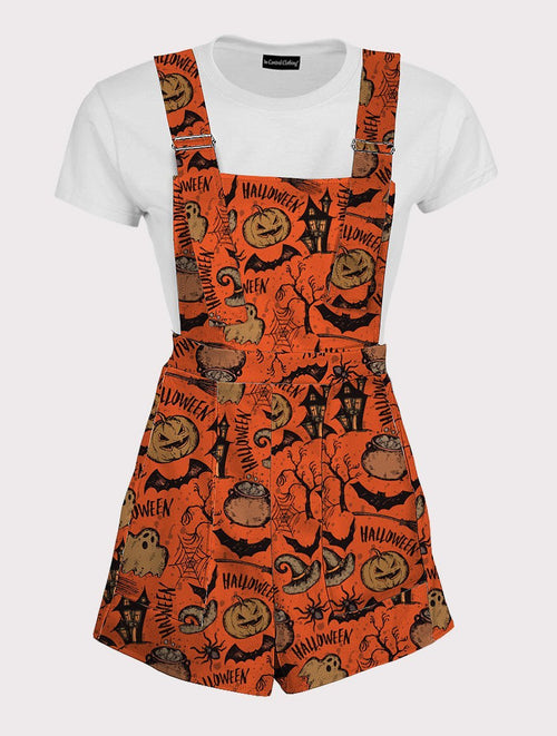 Halloween Pattern Print Overalls