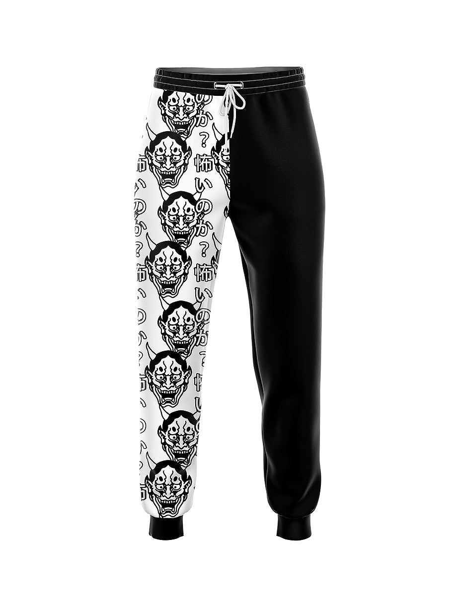Hannya Mask Pattern Joggers - In Control Clothing